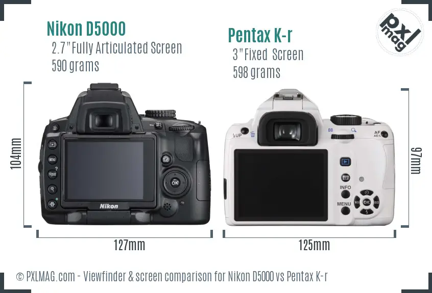 Nikon D5000 vs Pentax K-r Screen and Viewfinder comparison