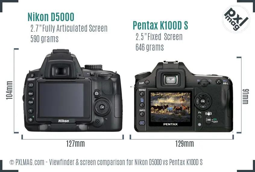 Nikon D5000 vs Pentax K100D S Screen and Viewfinder comparison Nikon D5000 vs Pentax K100D S Screen and Viewfinder comparison