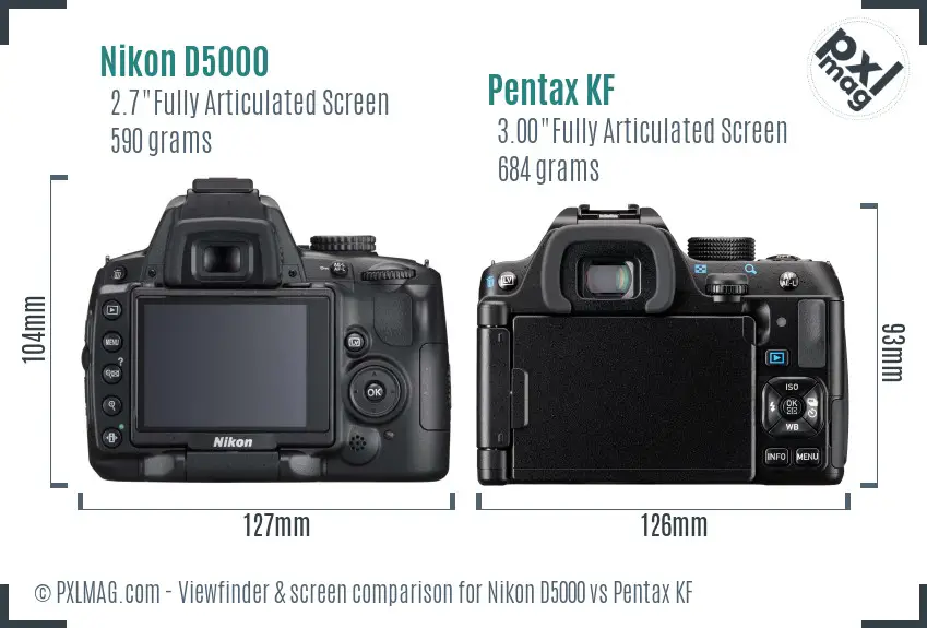 Nikon D5000 vs Pentax KF Screen and Viewfinder comparison