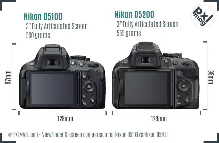 Nikon D5100 vs Nikon D5200 Screen and Viewfinder comparison