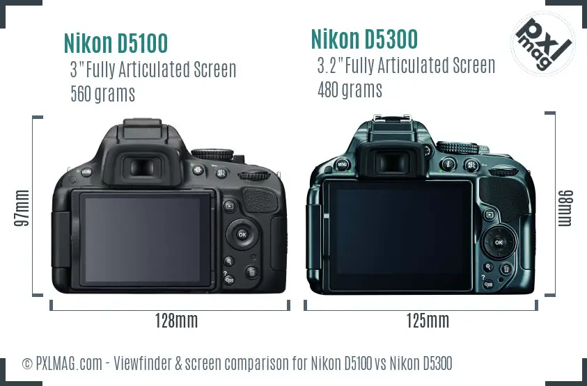 Nikon D5100 vs Nikon D5300 Screen and Viewfinder comparison