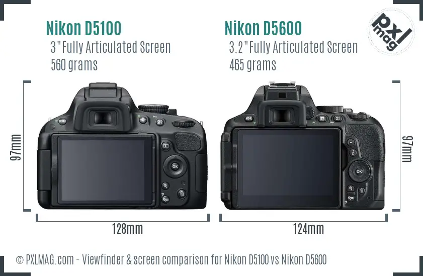 Nikon D5100 vs Nikon D5600 Screen and Viewfinder comparison