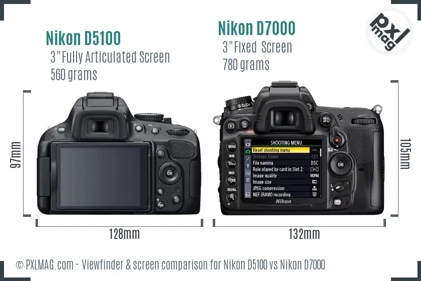 Nikon D5100 vs Nikon D7000 Screen and Viewfinder comparison