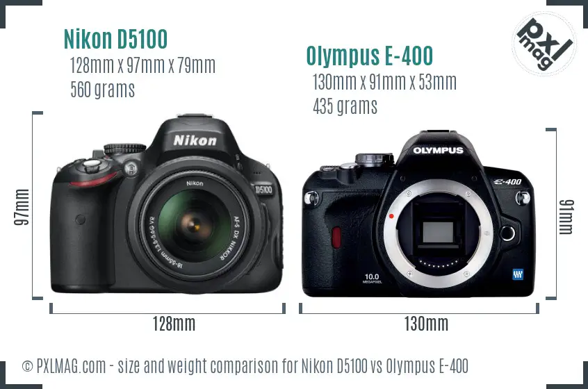 Nikon D5100 vs Olympus E-400 size comparison