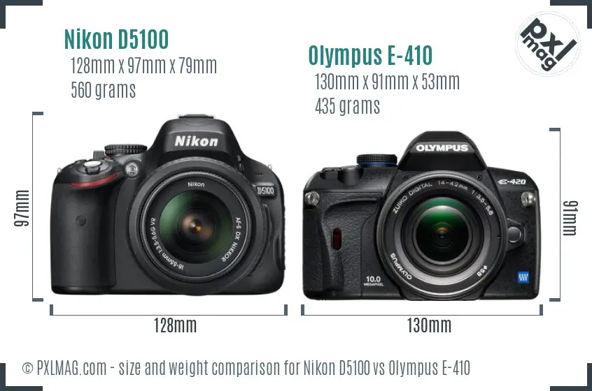 Nikon D5100 vs Olympus E-410 size comparison