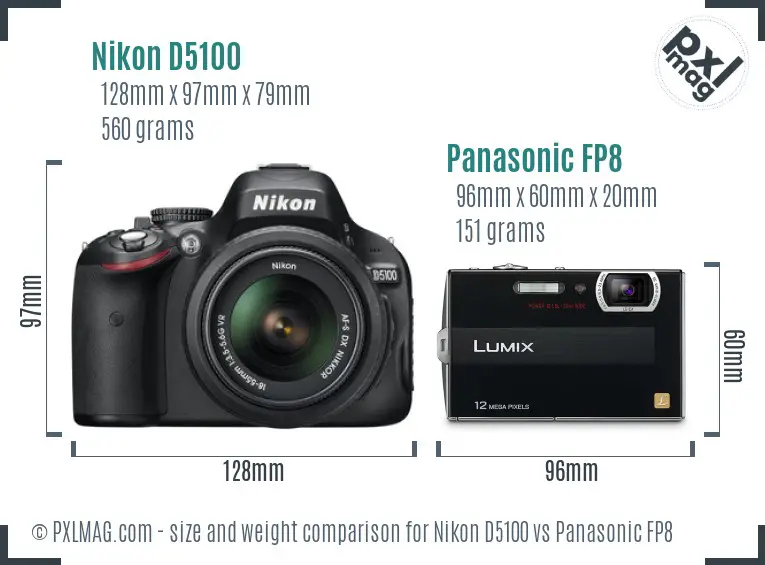 Nikon D5100 vs Panasonic FP8 size comparison Nikon D5100 vs Panasonic FP8 size comparison