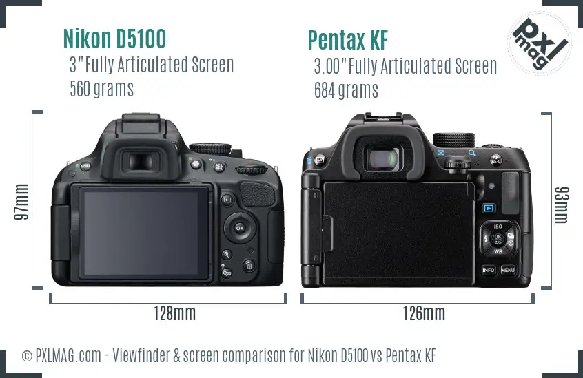 Nikon D5100 vs Pentax KF Screen and Viewfinder comparison