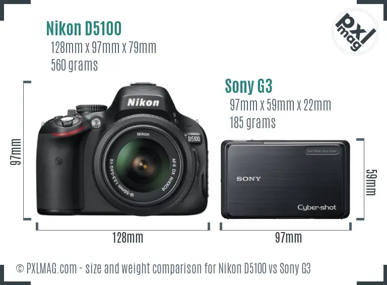 Nikon D5100 vs Sony G3 size comparison