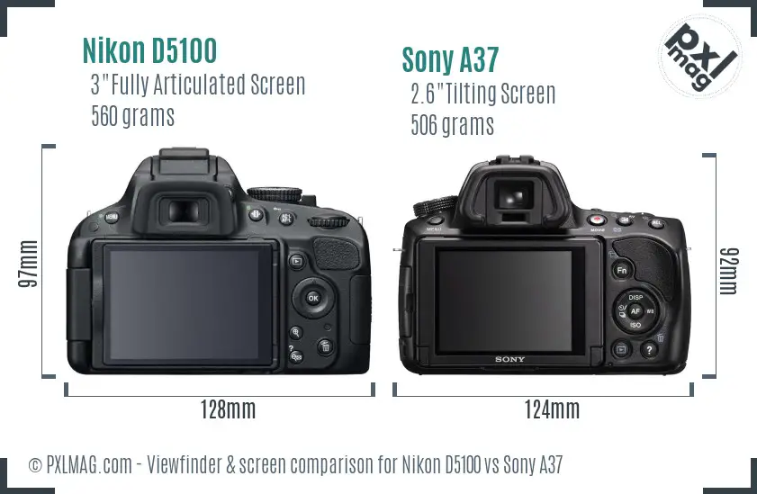 Nikon D5100 vs Sony A37 Screen and Viewfinder comparison