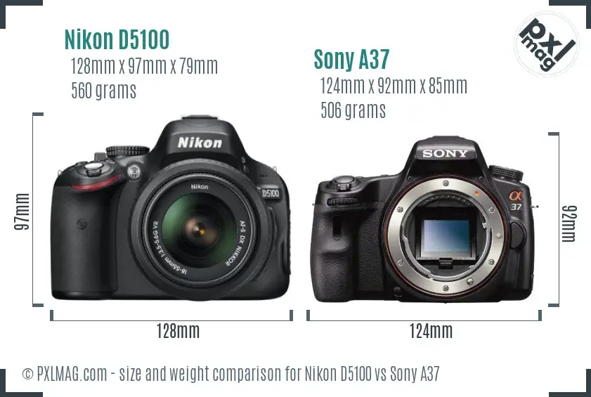 Nikon D5100 vs Sony A37 size comparison