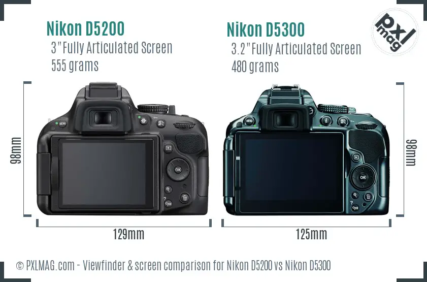 Nikon D5200 vs Nikon D5300 Screen and Viewfinder comparison