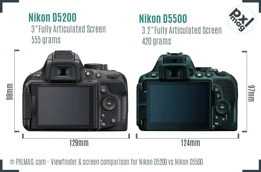 Nikon D5200 vs Nikon D5500 Screen and Viewfinder comparison