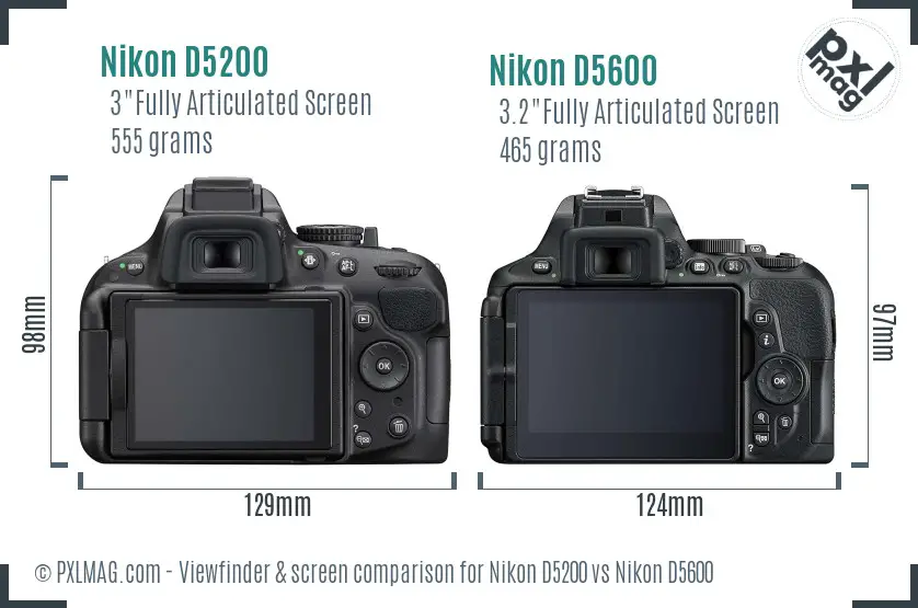 Nikon D5200 vs Nikon D5600 Screen and Viewfinder comparison