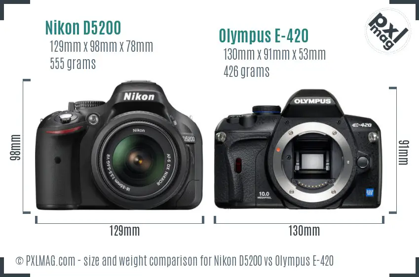 Nikon D5200 vs Olympus E-420 size comparison