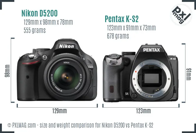 Nikon D5200 vs Pentax K-S2 size comparison