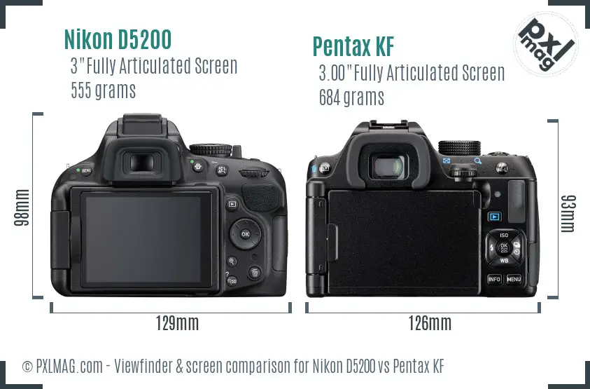 Nikon D5200 vs Pentax KF Screen and Viewfinder comparison
