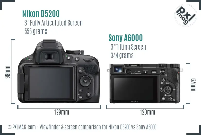 Nikon D5200 vs Sony A6000 Screen and Viewfinder comparison Nikon D5200 vs Sony A6000 Screen and Viewfinder comparison