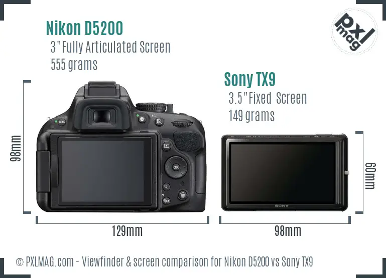 Nikon D5200 vs Sony TX9 Screen and Viewfinder comparison