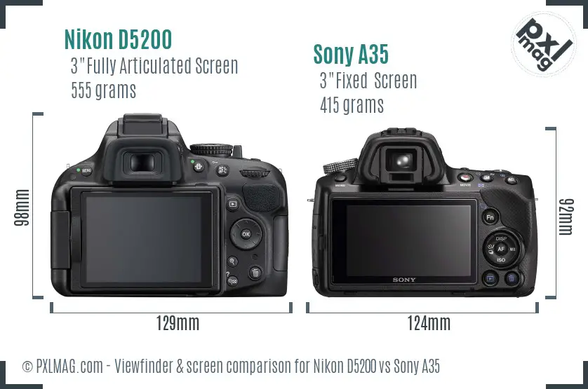 Nikon D5200 vs Sony A35 Screen and Viewfinder comparison