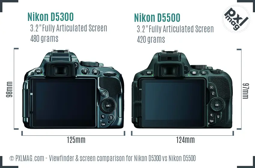 Nikon D5300 vs Nikon D5500 Screen and Viewfinder comparison