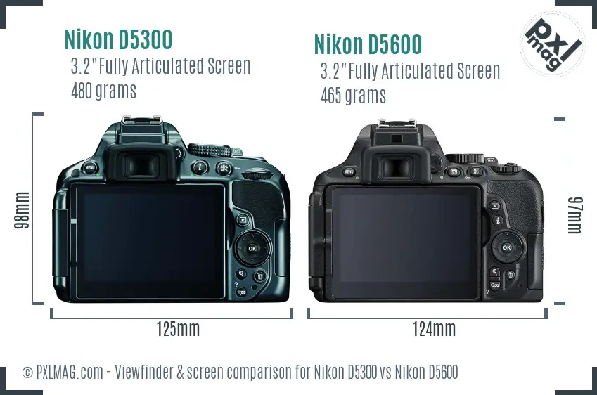 Nikon D5300 vs Nikon D5600 Screen and Viewfinder comparison