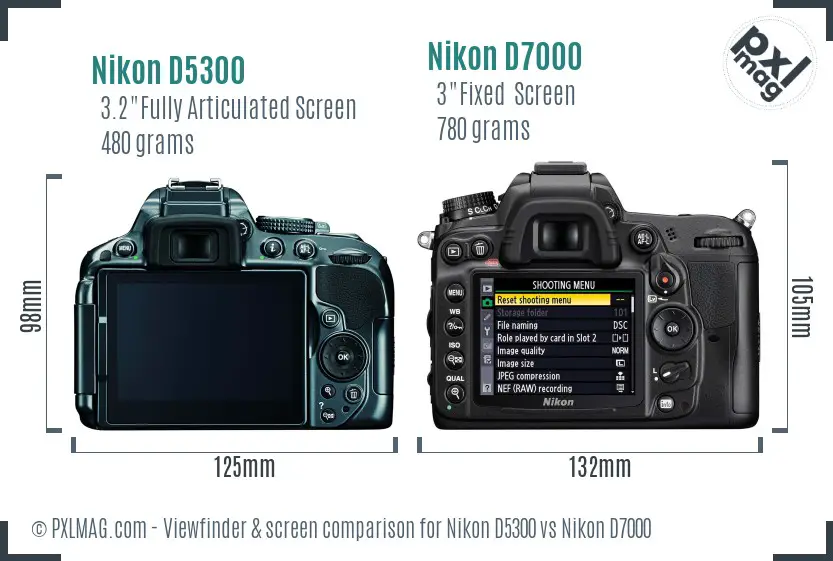 Nikon D5300 vs Nikon D7000 Screen and Viewfinder comparison