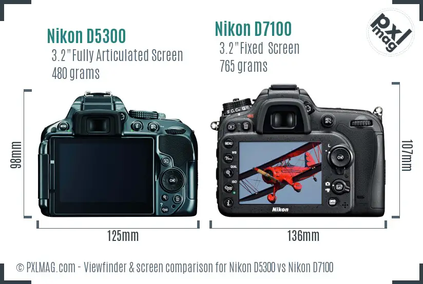 Nikon D5300 vs Nikon D7100 Screen and Viewfinder comparison