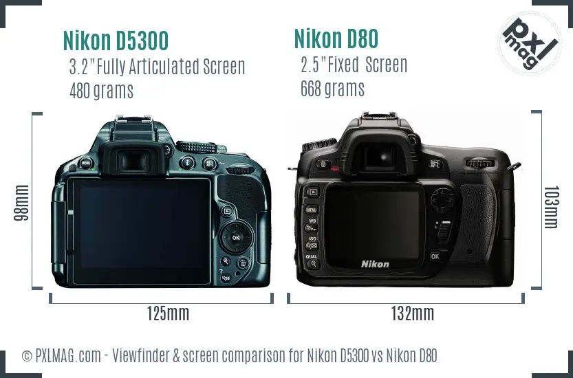 Nikon D5300 vs Nikon D80 Screen and Viewfinder comparison Nikon D5300 vs Nikon D80 Screen and Viewfinder comparison