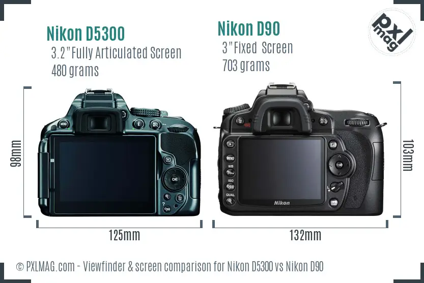 Nikon D5300 vs Nikon D90 Screen and Viewfinder comparison Nikon D5300 vs Nikon D90 Screen and Viewfinder comparison