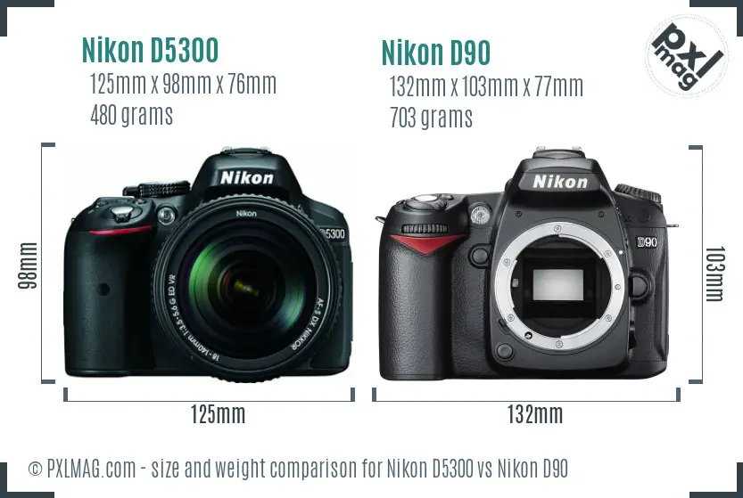Nikon D5300 vs Nikon D90 size comparison Nikon D5300 vs Nikon D90 size comparison