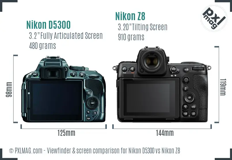 Nikon D5300 vs Nikon Z8 Screen and Viewfinder comparison Nikon D5300 vs Nikon Z8 Screen and Viewfinder comparison
