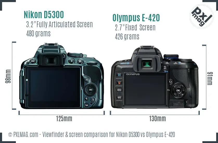 Nikon D5300 vs Olympus E-420 Screen and Viewfinder comparison