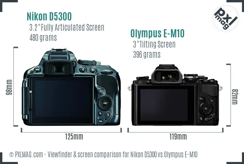 Nikon D5300 vs Olympus E-M10 Screen and Viewfinder comparison Nikon D5300 vs Olympus E-M10 Screen and Viewfinder comparison