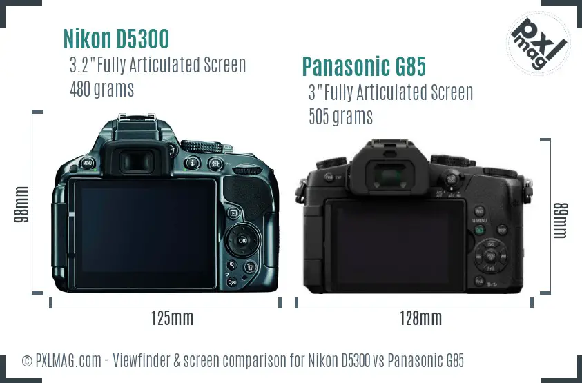 Nikon D5300 vs Panasonic G85 Screen and Viewfinder comparison