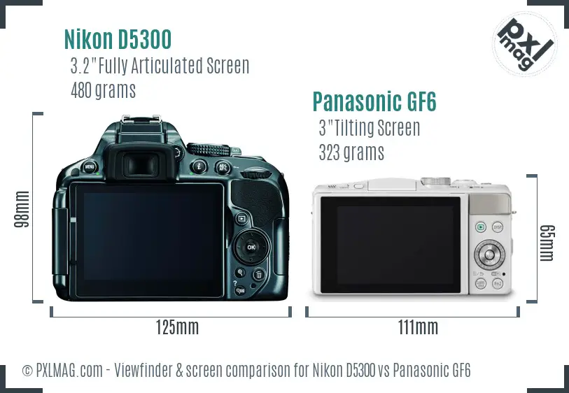 Nikon D5300 vs Panasonic GF6 Screen and Viewfinder comparison Nikon D5300 vs Panasonic GF6 Screen and Viewfinder comparison