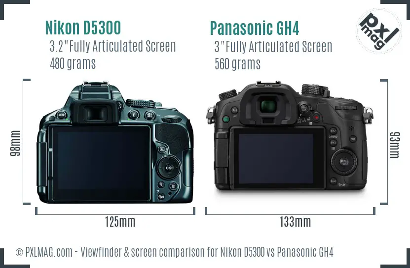 Nikon D5300 vs Panasonic GH4 Screen and Viewfinder comparison Nikon D5300 vs Panasonic GH4 Screen and Viewfinder comparison