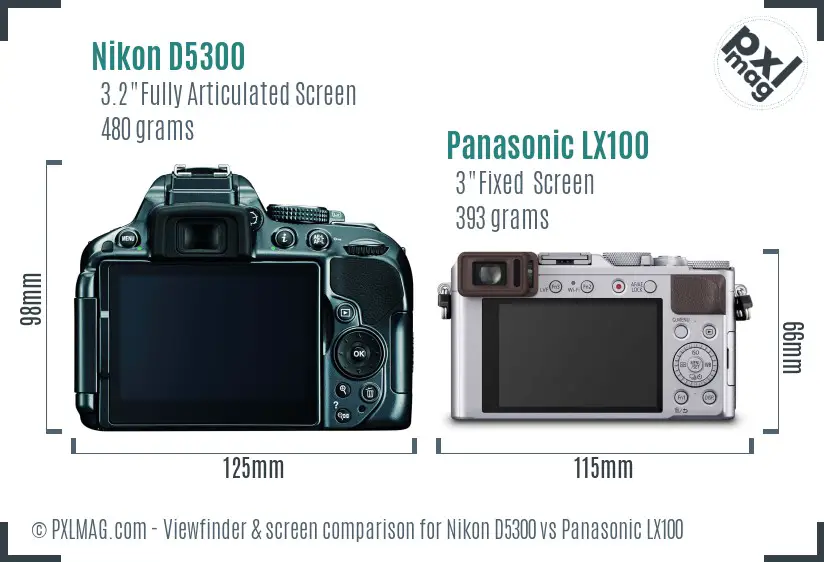 Nikon D5300 vs Panasonic LX100 Screen and Viewfinder comparison Nikon D5300 vs Panasonic LX100 Screen and Viewfinder comparison