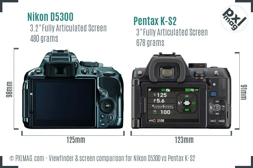 Nikon D5300 vs Pentax K-S2 Screen and Viewfinder comparison