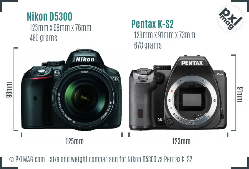 Nikon D5300 vs Pentax K-S2 size comparison