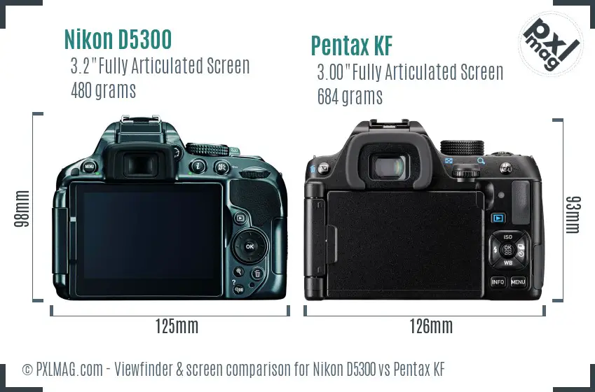 Nikon D5300 vs Pentax KF Screen and Viewfinder comparison