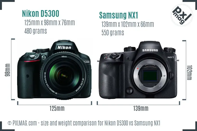 Nikon D5300 vs Samsung NX1 size comparison Nikon D5300 vs Samsung NX1 size comparison