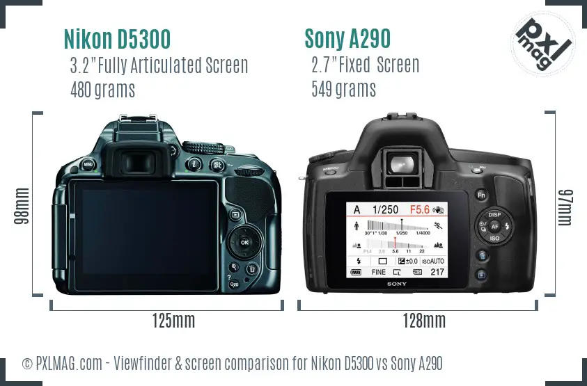 Nikon D5300 vs Sony A290 Screen and Viewfinder comparison