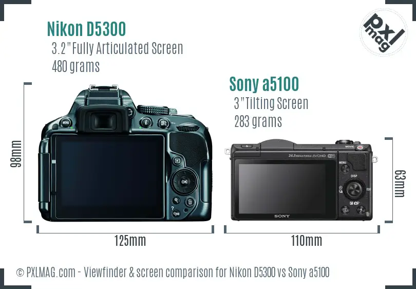 Nikon D5300 vs Sony a5100 Screen and Viewfinder comparison