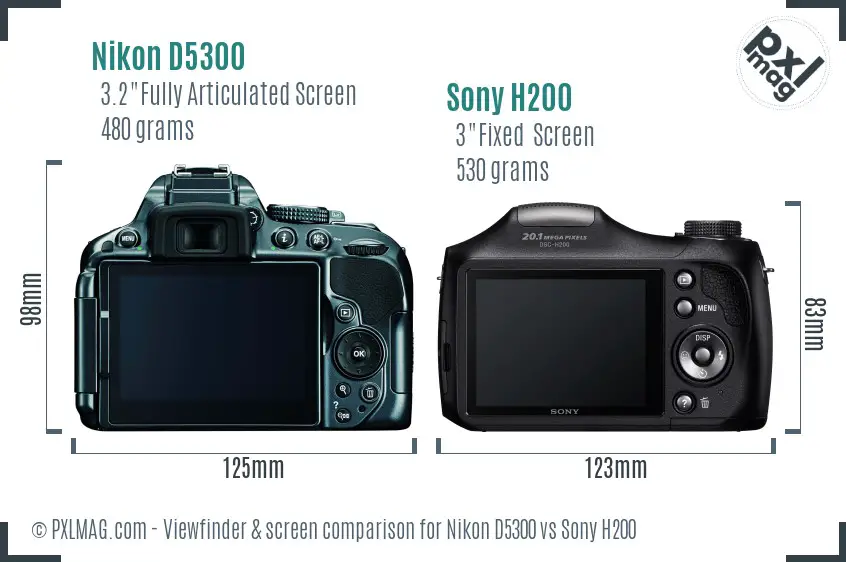 Nikon D5300 vs Sony H200 Screen and Viewfinder comparison Nikon D5300 vs Sony H200 Screen and Viewfinder comparison