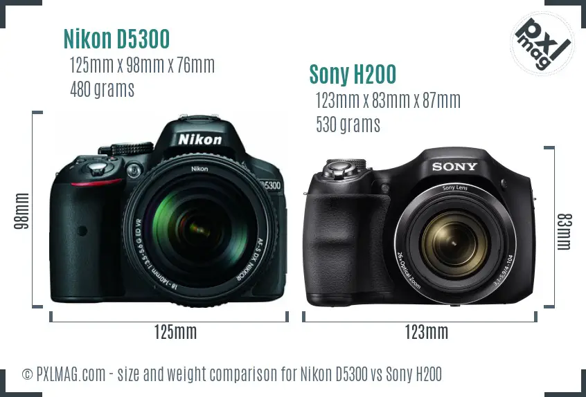 Nikon D5300 vs Sony H200 size comparison Nikon D5300 vs Sony H200 size comparison