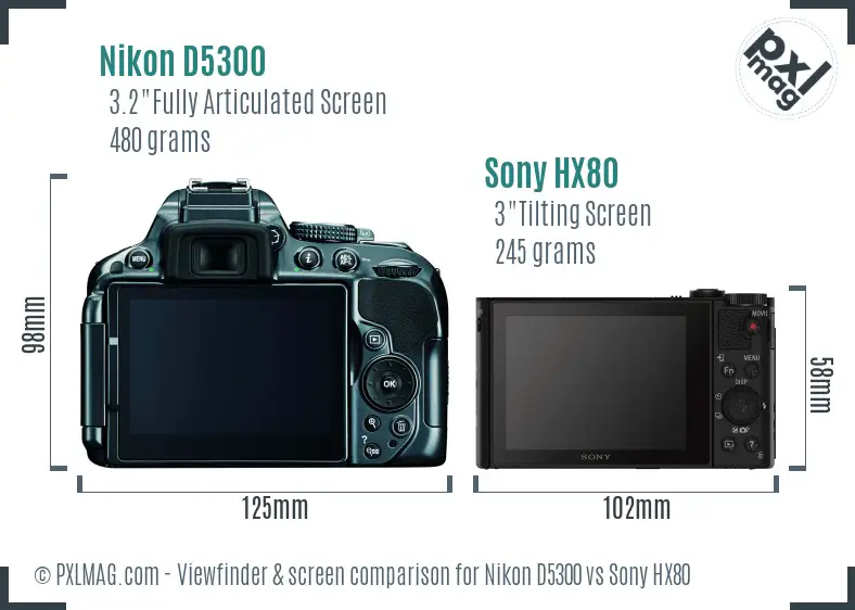 Nikon D5300 vs Sony HX80 Screen and Viewfinder comparison