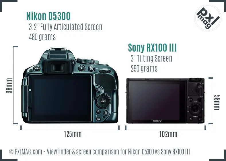 Nikon D5300 vs Sony RX100 III Screen and Viewfinder comparison Nikon D5300 vs Sony RX100 III Screen and Viewfinder comparison