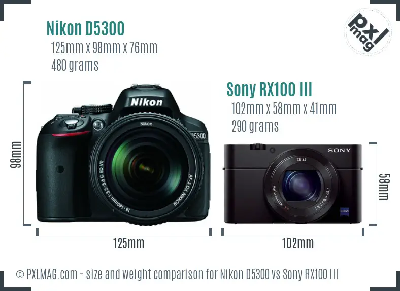 Nikon D5300 vs Sony RX100 III size comparison Nikon D5300 vs Sony RX100 III size comparison