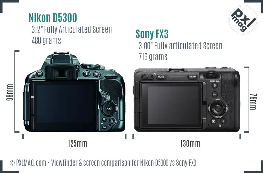 Nikon D5300 vs Sony FX3 Screen and Viewfinder comparison Nikon D5300 vs Sony FX3 Screen and Viewfinder comparison