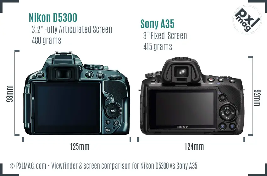 Nikon D5300 vs Sony A35 Screen and Viewfinder comparison